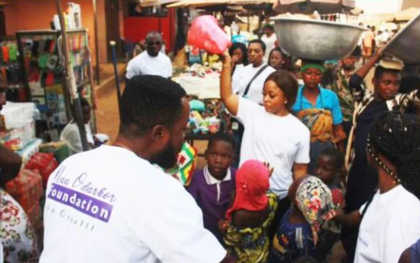 Blossom Foundation volunteers meeting people in a market